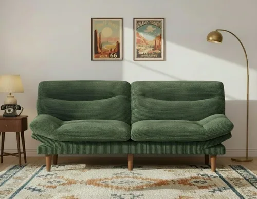 Miniatura 14 de Sofá cama futón de 75 pulgadas, futón 3 en 1 con respaldo y reposabrazos ajustables, sofá cama convertible pequeño plegable con cojín extraíble