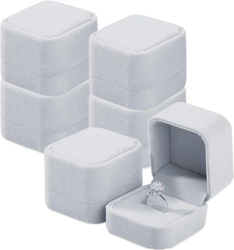 Cajas de regalo de joyería, caja de regalo, caja de regalo, paquete de 6 cajas de joyería de terciopelo para anillos, cajas de regalo de joyería de