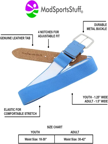 Miniatura 3 de MadSportsStuff Baseball Belt Softball Belt Adjustable - Boys Men Girls Women - Youth and Adult Sizes