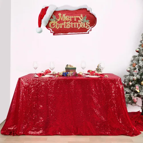 Miniatura 103 de B-COOL Mantel de lentejuelas de 60 x 102 pulgadas, mantel de cumpleaños rectangular azul bebé, brillante, duradero, boda, fiesta, restaurante