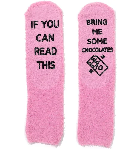 Miniatura 44 de CHANGGER Calcetines unisex con texto en inglés "If You Can Read This Bring Me Some Fuzzy Funny Saying Crew Socks Christmas Unisex Gift