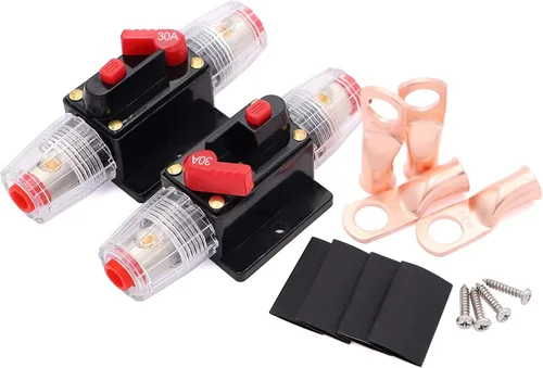 Miniatura 9 de Paquete de 2 disyuntores de 100 amperios y 12 voltios con reinicio manual, portafusibles en línea de 100 A 0-8 Awg para audio de automóvil, barco