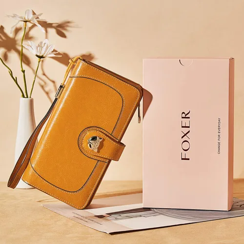 Miniatura 6 de FOXLOVER Cartera de pulsera de diseño para mujer, de gran capacidad, para mujer, con bloqueo RFID, tarjetero de cuero