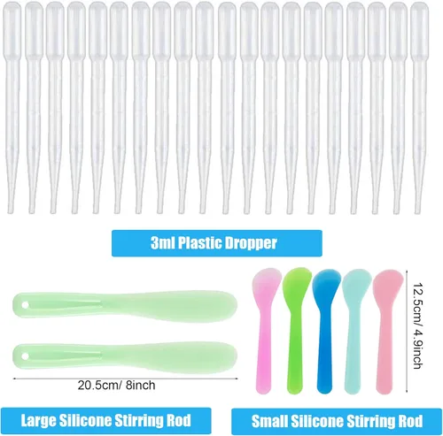 Miniatura 5 de Woohome Kit de herramientas de 58 tazas medidoras de resina, kit de herramientas de resina epoxi incluye 3 estilos de taza de medición de silicona