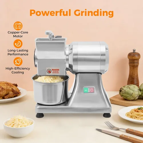 Miniatura 3 de Bepritm - Molinillo eléctrico de queso, molinillo de queso comercial de 550 W con cubo, molinillo de alimentos de acero inoxidable resistente