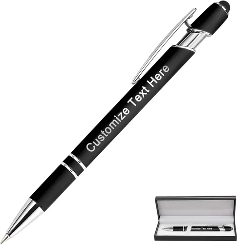 Miniatura 45 de Bolígrafos personalizados a granel con punta de lápiz capacitivo, 12 bolígrafos personalizados con logotipo de mensaje con nombre, bolígrafos