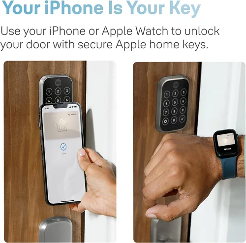 Miniatura 2 de Yale Assure Lock 2 Plus Apple Home Keys (Tap to Open) Cerrojo, Cerradura de Puerta de Entrada Inteligente Sin Llave de Gamuza Negra con Teclado Ante