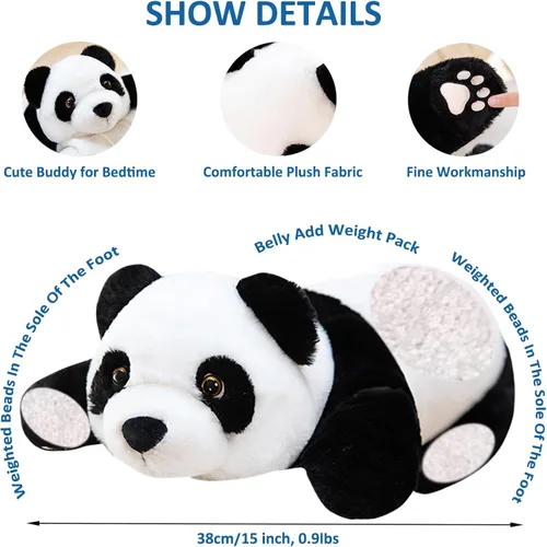 Miniatura 2 de Animales de peluche con peso, peluche de panda, lindo panda con peso, animales de peluche, regalo para niños y adultos, 15 pulgadas
