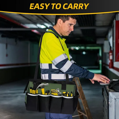 Miniatura 7 de NECKORY Bolsa de herramientas, organizador de caja de herramientas portátil con correa de hombro ajustable, bolsa de transporte de herramientas