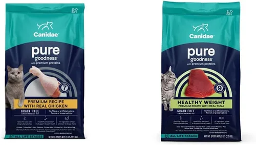 Miniatura 7 de CANIDAE Pure Limited Ingredients Paquete de comida seca prémium para gatos, recetas de salmón y atún de peso saludable, 5 libras (paquete de 2), sin