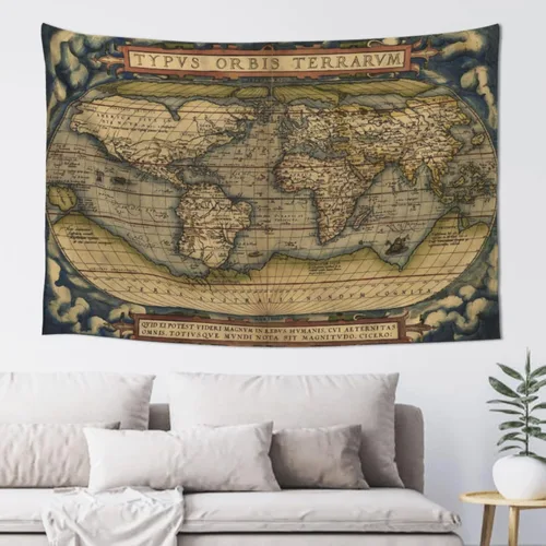 Miniatura 16 de MOUNDHONG Tapiz negro retro con mapa del mundo para colgar en la pared, tapiz de arte retro para pared, tapices de pared grandes para dormitorio