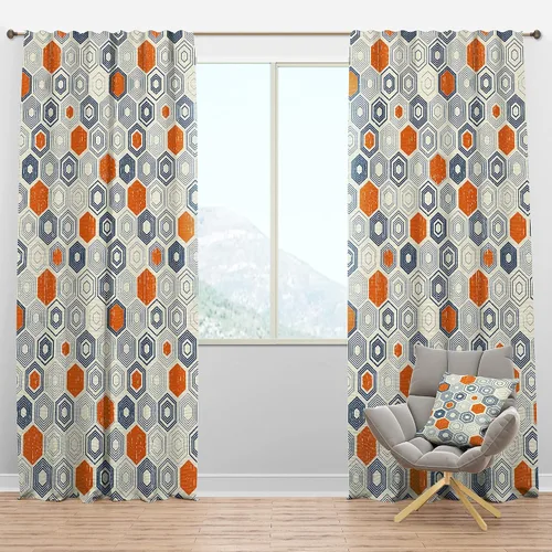Miniatura 8 de DesignQ Cortinas con patrón hexagonal retro IX para dormitorio, cortinas para sala de estar, cortinas con aislamiento térmico, panel individual, 52