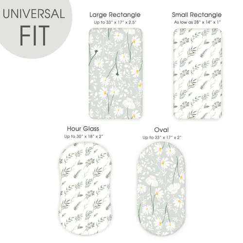 Miniatura 5 de GRSSDER Juego de 2 sábanas ajustables elásticas ultra suaves para moisés, ajuste universal para moisés, colchón rectangular ovalado, diseño