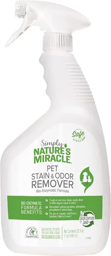 Nature's Miracle Simply Pet - Removedor de manchas y olores, 32 onzas, fabricado con 86% de tensioactivos derivados de plantas