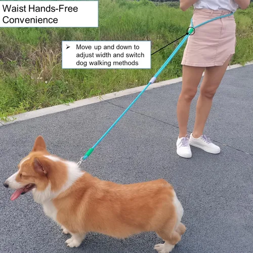Miniatura 6 de Correa de perro manos libres, cintura elástica ajustable y correa cruzada con mango cómodo, cuerda de nailon resistente para perros pequeños a Negro