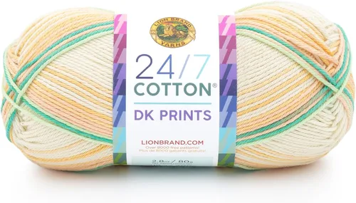 Miniatura 49 de Lion Brand Yarn Estampados DK de algodón 24/7, hilo para tejer, ganchillo y manualidades, azul, paquete de 1 Cotton Yarn for Knitting, Crochet