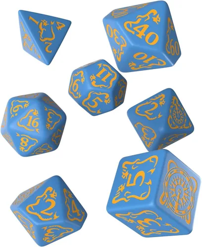 Q WORKSHOP Pathfinder Ruins of Azlant RPG - Juego de dados ornamentados, 7 piezas poliédricas, azul, estándar (0.591 in - 0.669 in)