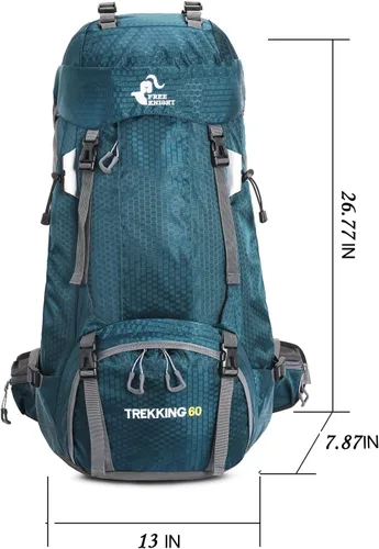 Miniatura 2 de Bseash Mochila impermeable de 60 L para senderismo y campamento con cubierta para lluvia, mochila grande para deportes al aire libre, mochila