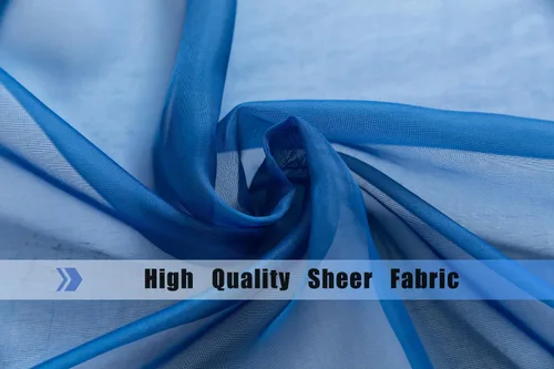 Miniatura 6 de WPM Cortinas traslúcidas azul real de 60" de ancho x 95" de largo, 2 paneles con bolsillo para barra, cortinas de gasa transparentes para ventana