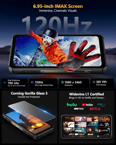 Miniatura 6 de Ulefone Armor 30 4G Android 15 Teléfono resistente, 24 GB+512 GB, pantalla FHD de 120 Hz de 6.95", luz LED versátil de 1236LM, cámara visión