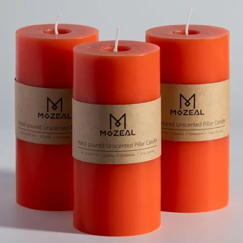 Miniatura 84 de MOZEAL Velas grandes sin perfume vertidas a mano de 3 x 8 pulgadas, sin humo, juego de 2, combustión lenta, sin goteo, aproximadamente 150 horas