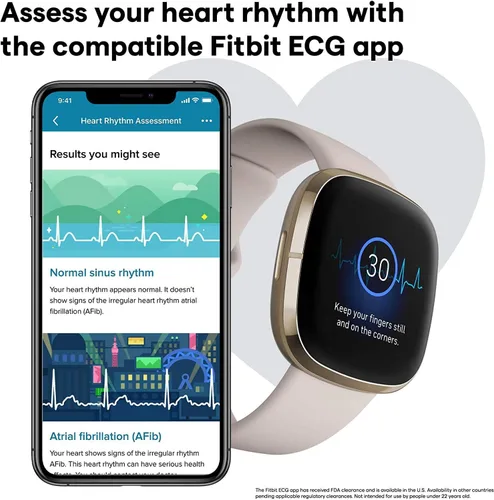 Miniatura 4 de Fitbit Sense Health & Fitness - Reloj inteligente con GPS, llamadas y mensajes de texto Bluetooth, frecuencia cardíaca SpO2, ECG, temperatura