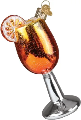 Old World Christmas - Adorno de vidrio soplado Aperol Spritz para árbol de Navidad, decoración festiva artesanal, colección de bebidas para adultos
