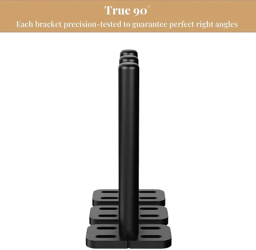 Miniatura 4 de 4 piezas de soportes de estante de pared resistentes para estantes flotantes ocultos, soportes de estante negros decorativos para estantes flotantes