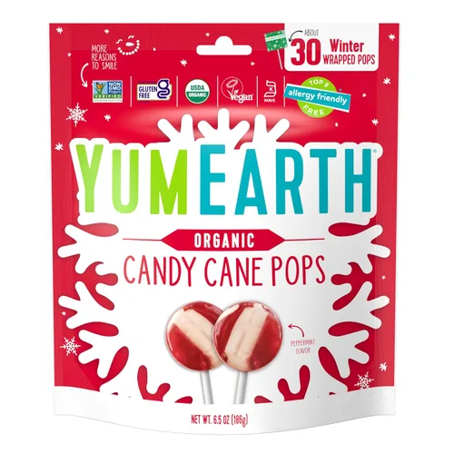 Miniatura 12 de YumEarth Bastones de caramelo orgánicos – Menta de tamaño matrimonial envueltos individualmente, aptos para alérgicos, sin OMG, sin gluten, veganos