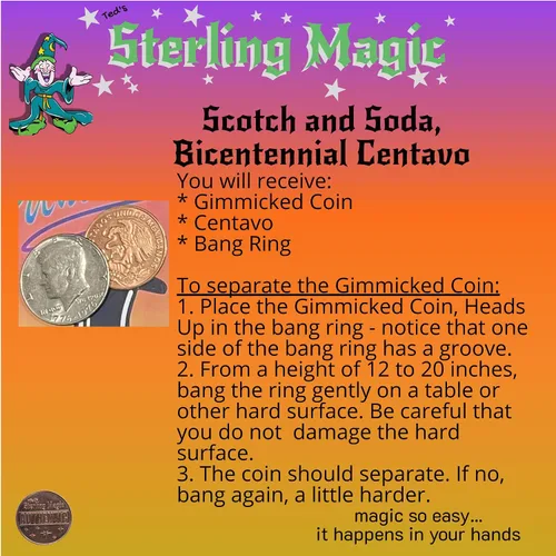 Miniatura 4 de Ted's Sterling Magic Bicicleta de corte de fábrica Svengali Deck y Bicentenario US Scotch y Soda Centavo Coin Card Trick Set (rojo)