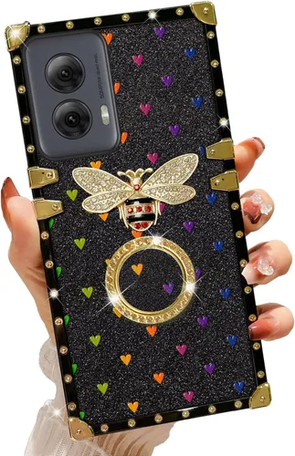 Miniatura 14 de nancheng Funda para Motorola Moto One 5G Ace/One 5G UW Ace Luxury Colorful Love Heart Bee Design Gold Electroplated Phone Cover with 360° Diamond