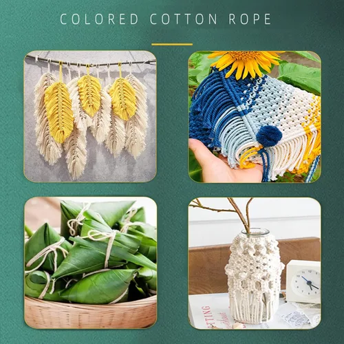 Miniatura 5 de Cuerda de macramé - Cuerda de macramé natural sin blanquear - Cuerda de algodón trenzada de 4 hebras para colgar en la pared, manualidades DIY