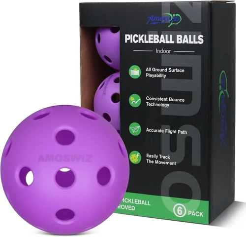 Miniatura 8 de Indoor Pickleball Balls, 6/12 Pack of 26 Holes Pickleballs, USAPA Approved Indoor Pickleballs Set, High Visibility Durable Pickle Balls for Training