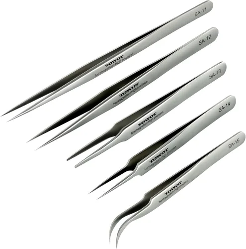 Miniatura 12 de Pinzas de precisión TOWOT, pinzas de pico de águila de acero inoxidable para manualidades, electrónica, soldadura, trabajo experimental, joyería