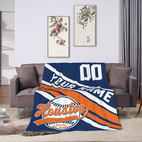 Miniatura 14 de Wream Manta personalizada para fanáticos de la cama, regalo de béisbol con nombre y número de ciudad de béisbol, manta de forro polar de invierno