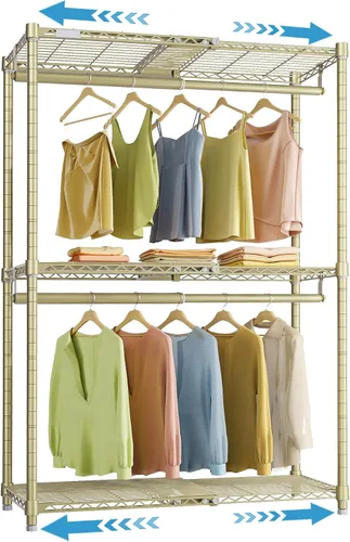Miniatura 9 de VIPEK X1 - Perchero de ropa expandible resistente, ajustable de 2' a 3'5", con estantes ajustables y varillas para colgar, perchero de metal