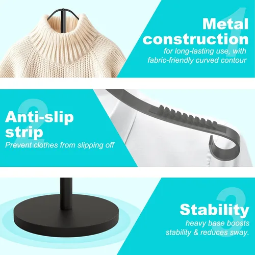 Miniatura 3 de Reusable Shirt Display Stand-Mannequin Torso Tshirt Display Stand for Retail/Vendors,18-33" Adjustable Dress Form Mannequin Stand Clothes Black