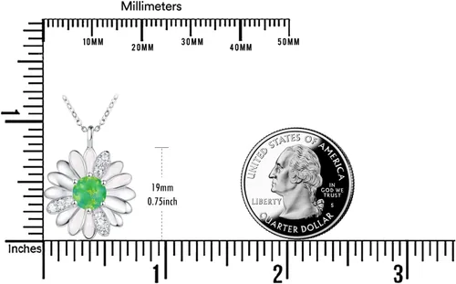 Miniatura 6 de KINGWHYTE Daisy Necklace Gifts for Women 925 Sterling Silver Opal Daisy Pendant Spring Flower Necklace Jewelry Graduation Birthday Celebrate
