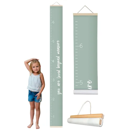 Miniatura 20 de Morxy Tabla de Crecimiento de Lona para Niños - Decoración de Pared Unisex para Habitación de Niños - Tabla de Medición de Altura - Cinta de Pared