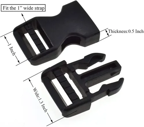 Miniatura 2 de Lxnoap Hebillas de liberación lateral rápida de 1 pulgada de ancho, doble ajustable, sin clips de costura, reemplazo de plástico resistente