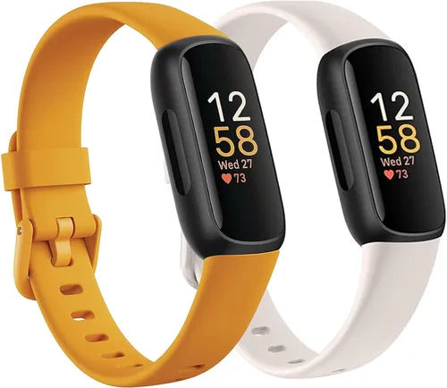 Paquete de 2 bandas impermeables compatibles con Fitbit Inspire 3 bandas para mujeres y hombres, pulseras clásicas de repuesto deportivas suaves