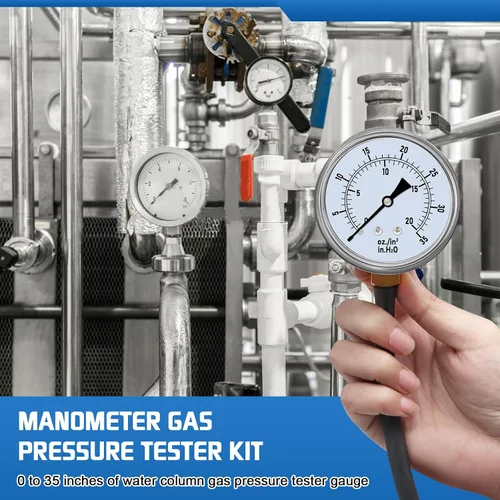 Miniatura 8 de Boltigen Kit de probador de presión de gas, manómetro WC de 0-35 pulgadas para gas natural y propano, horno HVAC, chimenea de gas o válvula LP kit