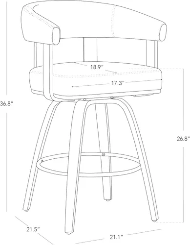 Miniatura 3 de CHITA Juego de 2 taburetes de bar giratorios de altura de mostrador, taburetes de bar tapizados de poliéster con respaldo y reposabrazos para isla