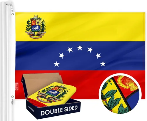 G128 Bandera venezolana de 7 estrellas de Venezuela | 4 x 6 pies | Serie Doble ToughWeave bordado de doble cara de poliéster 210D | Bandera de país,