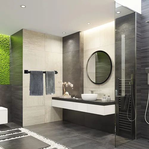 Miniatura 2 de Nolimas Toallero de baño negro mate, barras individuales, barra de toallero, barra clásica de acero inoxidable montado en la pared, toallero