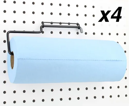 Miniatura 8 de RightArrange Soporte para toallas de papel con tablero de clavijas de una mano - Acero, negro - Ganchos para cualquier tablero de clavijas