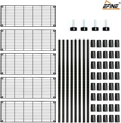 Miniatura 7 de EFINE - Estantería de 5 estantes con forros para estantes, certificado NSF, estantes ajustables de alambre de metal resistente, capacidad de carga