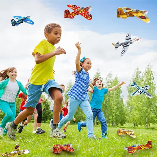 Miniatura 7 de XIPEGPA 60 piezas de aviones planeadores a granel de juguete para niños, juguetes de avión de papel para fiesta de cumpleaños, bolsas de regalo