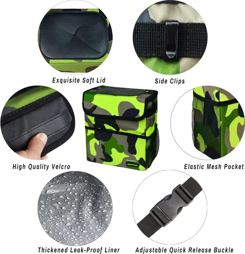 Miniatura 5 de SIBOFUEGO Bonito bote de basura para automóvil con tapa, contenedor de basura plegable multiusos para automóvil, organizador a prueba de fugas, bote