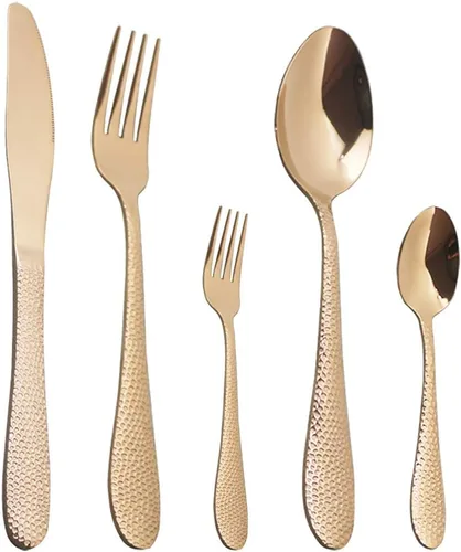 Miniatura 10 de Juego de cubiertos de acero inoxidable 18/10 de 5 piezas, cuchillo de cocina negro, tenedor, cuchara, vajilla para fiesta, cena, cubiertos, servicio